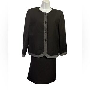 Kasper Skirt‎ Suit Size 14 Elegant Black Linen Blend Perfect Skirt Suit 🖤🖤🖤